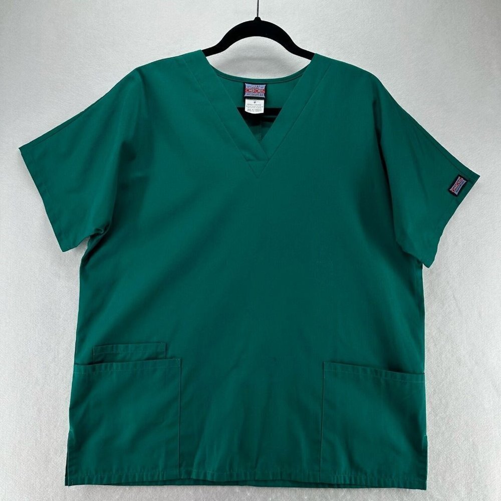 Cherokee Scrub Top Womens Sz M Classic Fit Dolman Sleeve Medical Uniform Green